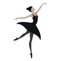 Obraz premium minimalist women ballerina dancing of black silhouette on white