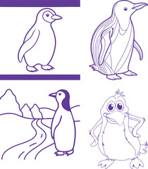 Obraz premium set of penguins on white background