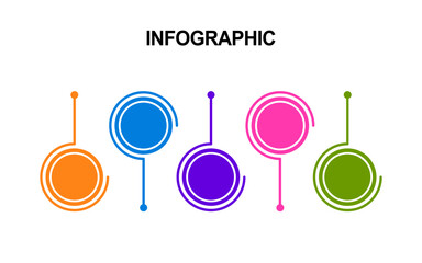 Infographic for business presentations with five blank colorful circles.