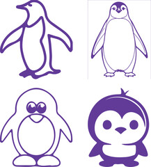 Obraz premium set of penguins on white background