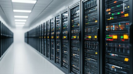 Interior view of a modern server room filled with equipment.