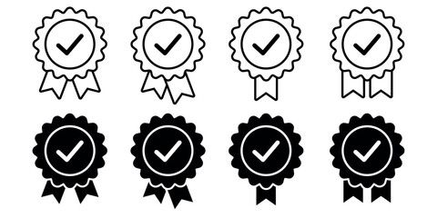 collection of approved or certified medal icons.