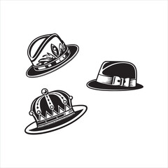 Fedora Hat Silhouette Clipart Set
