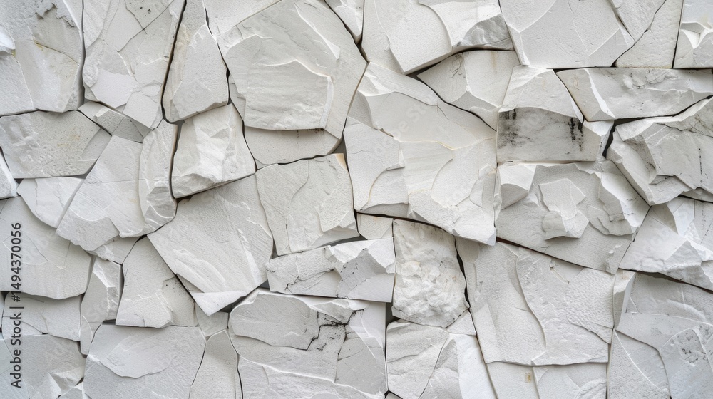 Aufkleber close up of a white stone wall with rough texture and irregular shapes creating a pattern design