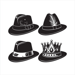 Fedora Hat Silhouette Clipart Set