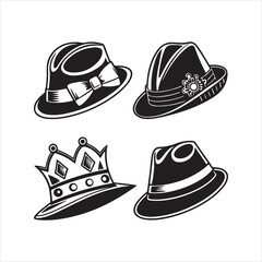 Fedora Hat Silhouette Clipart Set