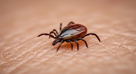 Macro Photography of a Tick on Human Skin
