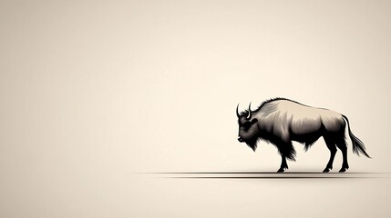 Silhouette of a Bison, calm stance