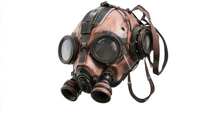 Rusty copper gas mask, detailed, futuristic