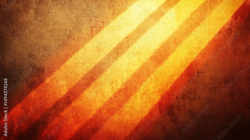 Poster abstract design with diagonal orange stripes on a textured surface.