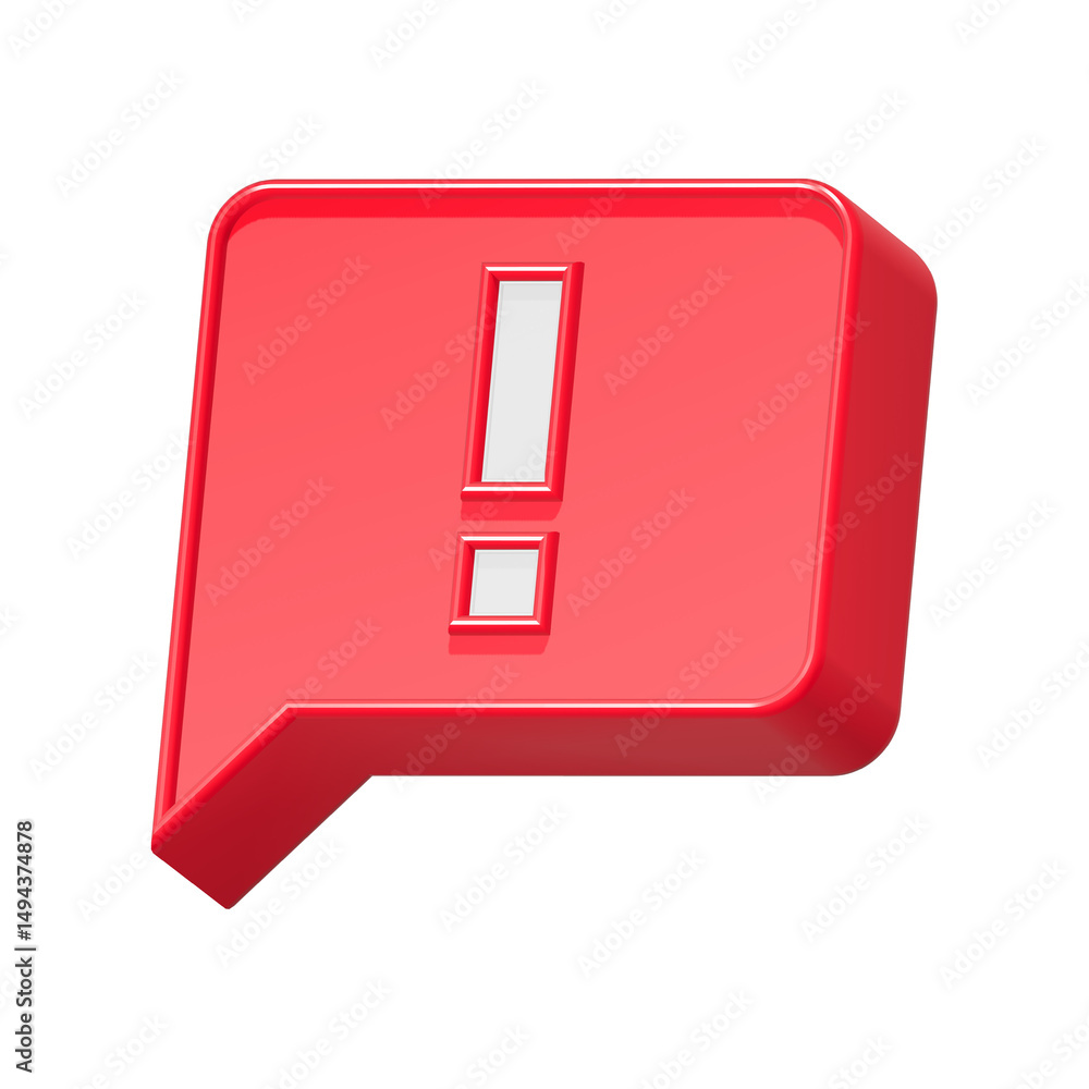 Poster alert bubble chat 3d symbol rendering