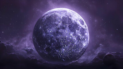 Obraz premium Purple Planet Illustration with Stars and Clouds