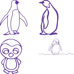 Fototapeta premium set of penguins on white background
