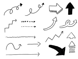 手描きあしらいセット　矢印　モノトーン