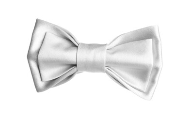 Stylish white bow tie on white background