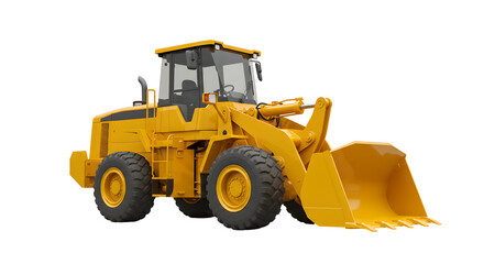 Yellow Wheel Loader on Transparent Background