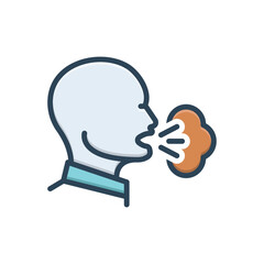 Color illustration icon for cough