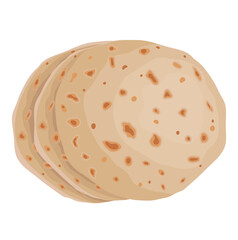Indian Chapati Tortilla Illustration Isolated on White Background