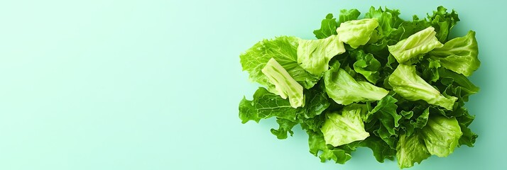 Obraz premium Fresh Caesar salad linear icon in vibrant green glowing on a pale turquoise background sharp HD quality