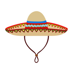 Mexican Sombrero Hat Illustration Isolated on White Background