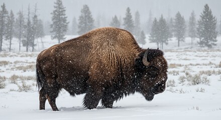 Majestic Bison in a Winter Wonderland