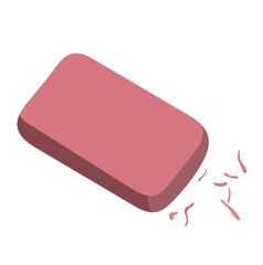 Pink Eraser Stationery Illustration Isolated on White Background