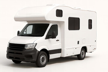 Modern White Camper Van on White Background – Recreational Vehicle Studio Shot