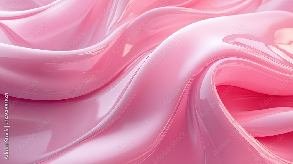 Poster abstract pink glossy waves creating a smooth and flowing texture with light and shadow interplay
