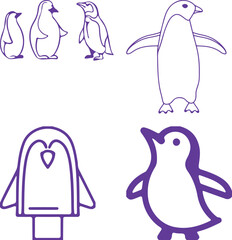 Fototapeta premium set of penguins on white background