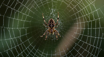 Dew-Kissed Spiderweb: A Macro View of Nature's Intricate Design