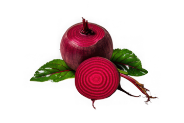 Fresh beetroot with green leaves on black background