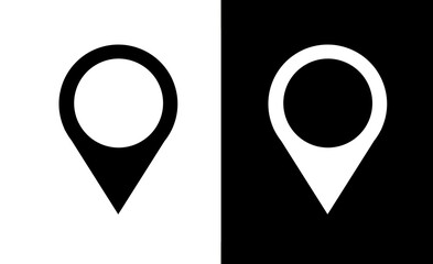 Pinn point white color black background and black color white background. Vector illustration