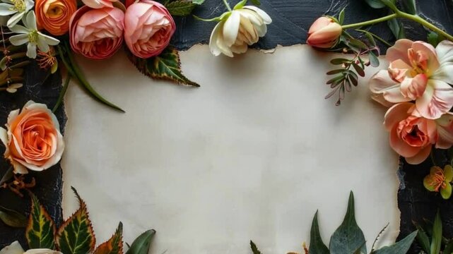 frame of roses flowers