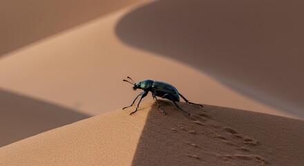 Desert Jewel: A Darkling Beetle's Journey Across Namibian Dunes