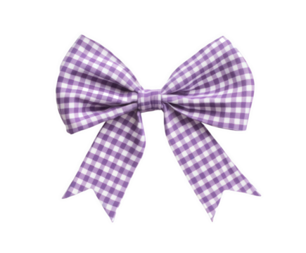 A charming purple gingham bow tied with care against a contrasting black backdrop, ideal for design. - Powered by Adobe