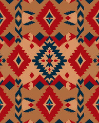 Elegant Bedouin Sadu diamond textile design in crimson, seamless pattern.