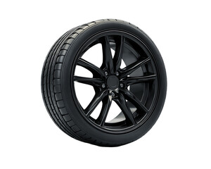 Obraz premium Black Tire and Rim with Multi-Spoke Design on Transparent Background, PNG