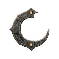 Ornate Crescent Moon Artifact Fantasy Game Asset