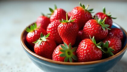 Bowl of vibrant red strawberries, juicy and ripe , organic food, dessert, vitamin