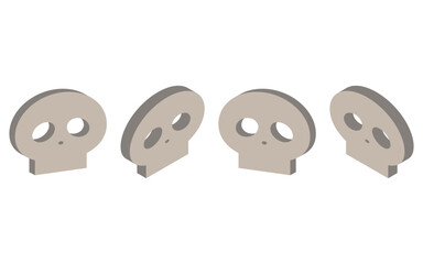 ドクロ　アイソメトリック　イラスト