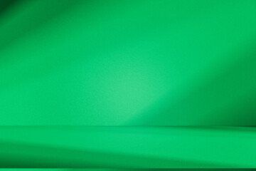 Wall interior background, studio and backdrops show products. with leaf shadow from window color green and white. background for text insertion and presentation of product	