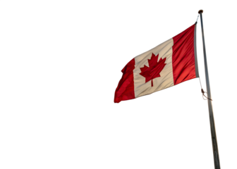 Canadian Flag Waving on Pole for National Pride