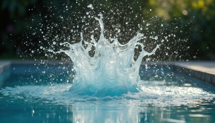 Splashing Water Crown in Pool, Summer Refreshment, and a Moment of Liquid Energy