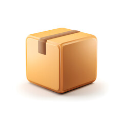 3D box icon in cartoon plastic style showing parcel or packaging, isolated on white background, symbol of shipping, moving or delivery in e-commerce and storage situations.