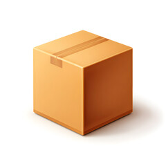Fototapeta premium 3D box icon in cartoon plastic style showing parcel or packaging, isolated on white background, symbol of shipping, moving or delivery in e-commerce and storage situations.