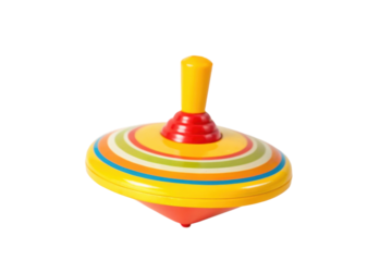 PNG Colorful spinning top toy with stripes on white background