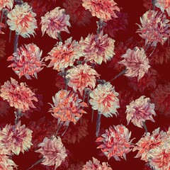 Fototapeta premium Abstract watercolor flowers creative allover design Red background stock design flower repeat pattern seamless floral pattern new creation art design 