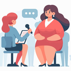 illustration of fat person job interview