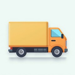 Orange Delivery Truck Cartoon Illustration