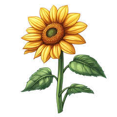 Naklejka premium Bright Yellow Sunflower PNG